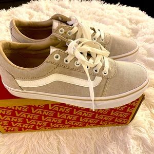 Tan and white canvas women Vans size 9